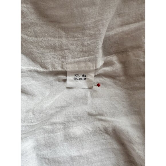 PETAL & UP Domenica Shirred Long Sleeve Midi Dress Size S White NWOT Linen Blend - Picture 9 of 10